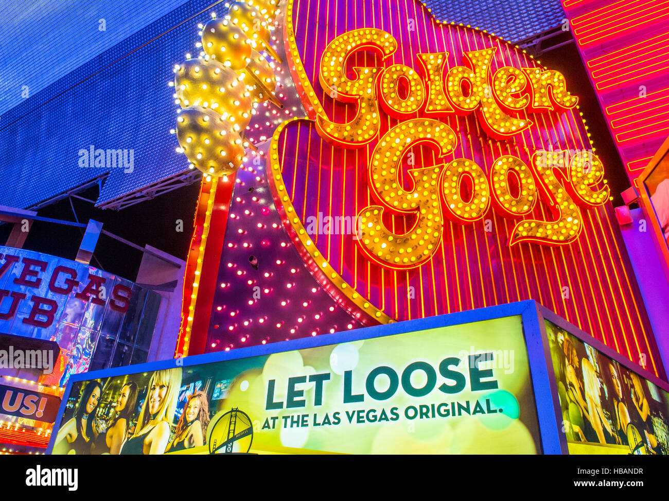 LAS VEGAS - Juli 04: Die goldene Gans-Zeichen an der Fremont Street Experience am 4. Juli 2016 in Las Vegas Nevada. Die Fremont Street Experience ist ein p Stockfoto