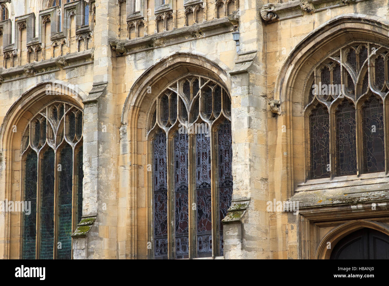 Detail der Universität Kirche von St Mary the Virgin in Oxford, England, wie von der High Street zu sehen. Stockfoto