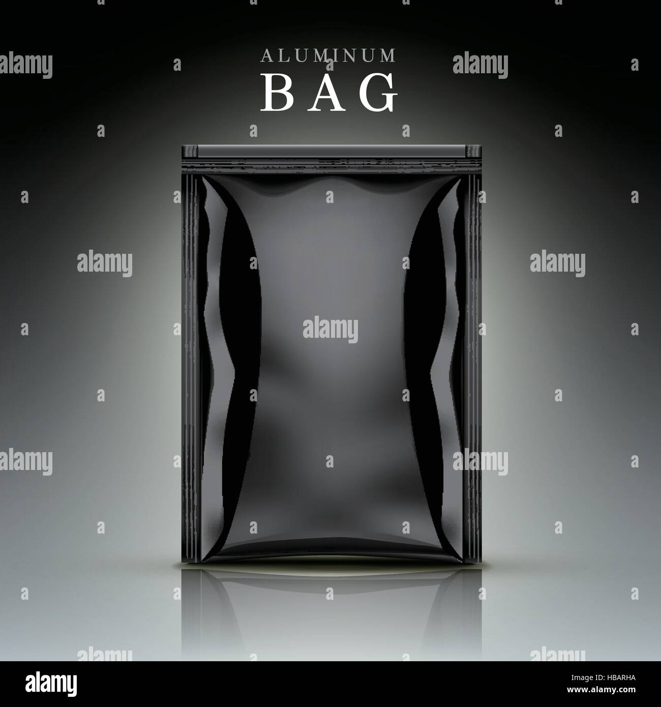 schwarze Aluminium Tasche auf schwarzem Hintergrund isoliert Stock Vektor