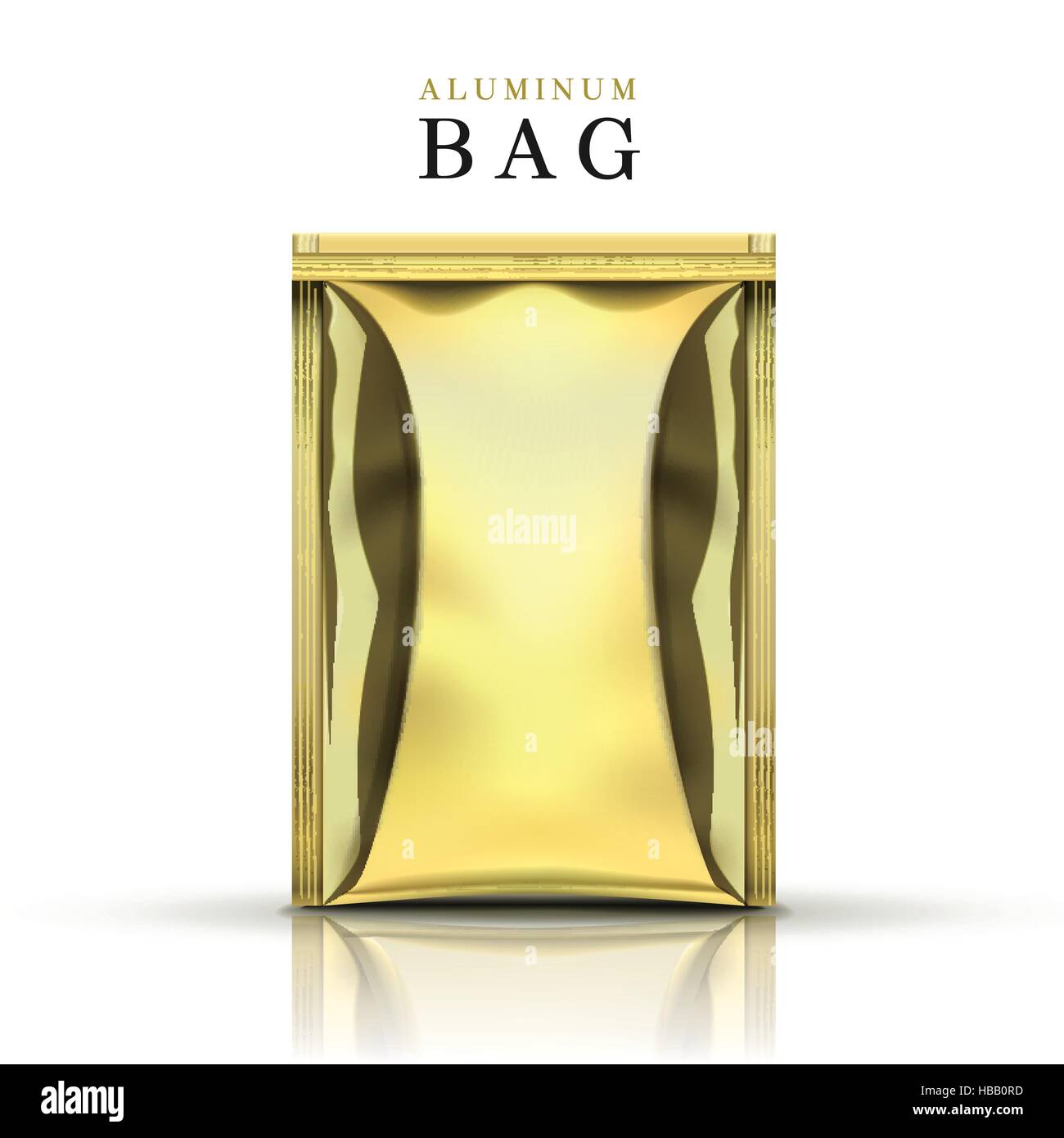 Golden Aluminium Tasche isoliert auf weißem Hintergrund Stock Vektor