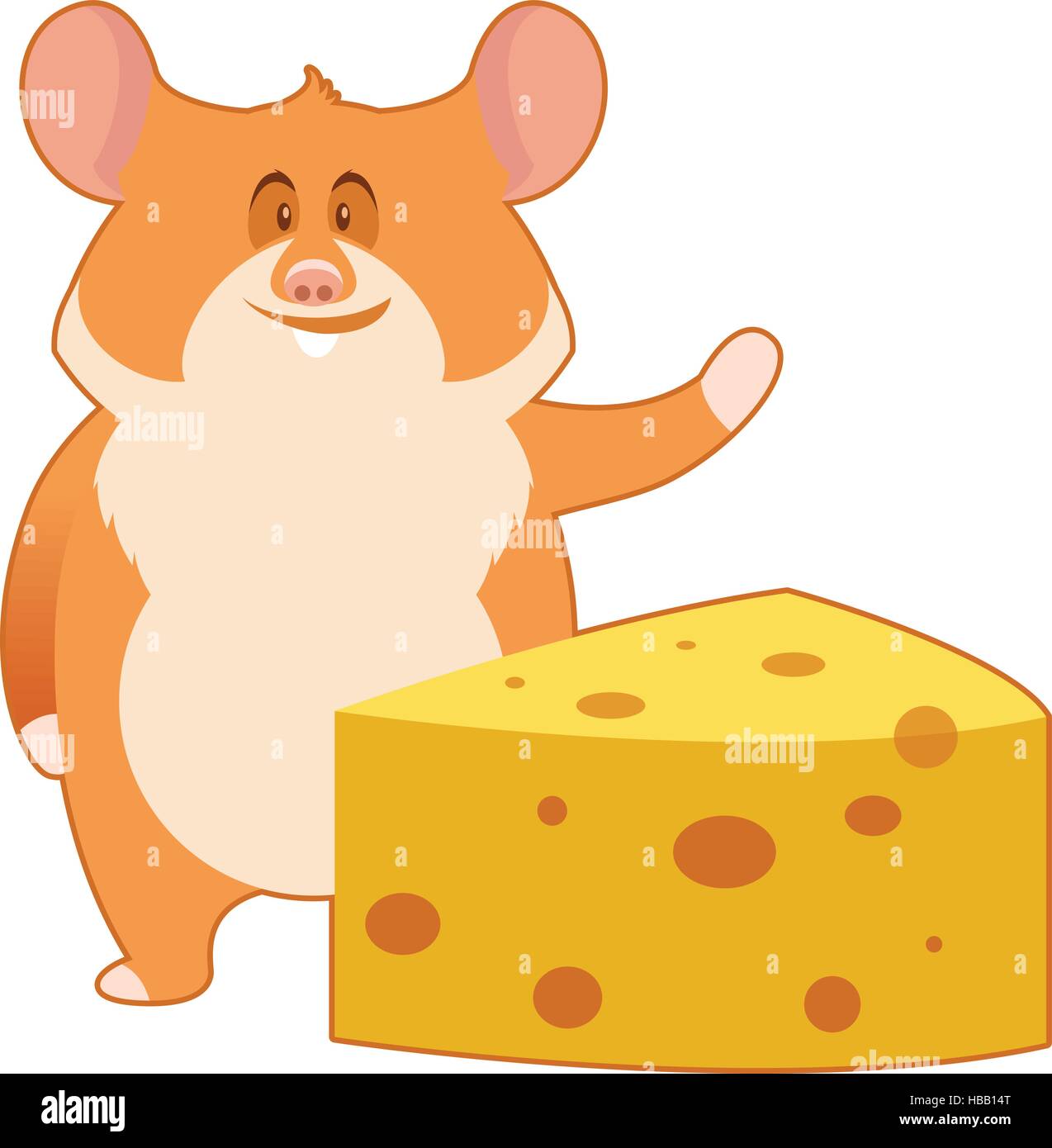 Vektor-Bild von der flachen Hamster und ein Stück Käse Stock Vektor