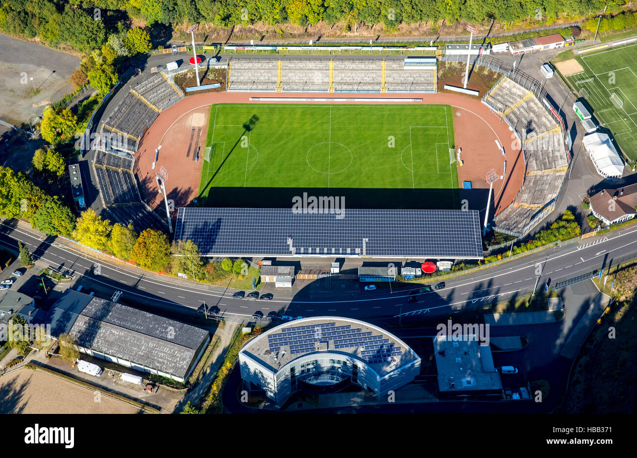 Antenne, Leimbachstadion, Fußballstadion, Leichtathletikstadion, Siegen, Siegerland, anzeigen Nordrhein-Westfalen, Deutschland, Europa, Stockfoto