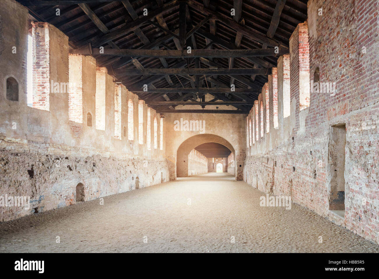 Renaissance Gebäude namens "Covered Road', Vigevano, nördlich von Italien. Stockfoto