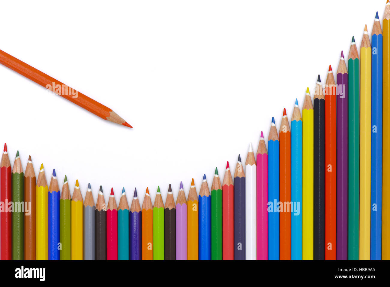 Buntstifte anzeigen symbolisches Diagramm am Aktienmarkt Stockfoto