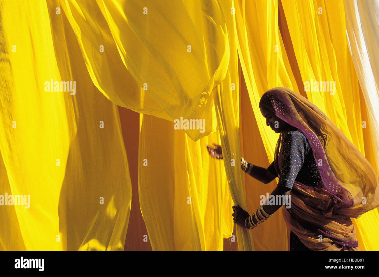 Indien Rajasthan Saree Stoff Stockfoto