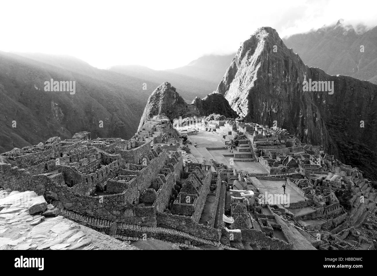 Machu Picchu schwarz / weiß Stockfoto