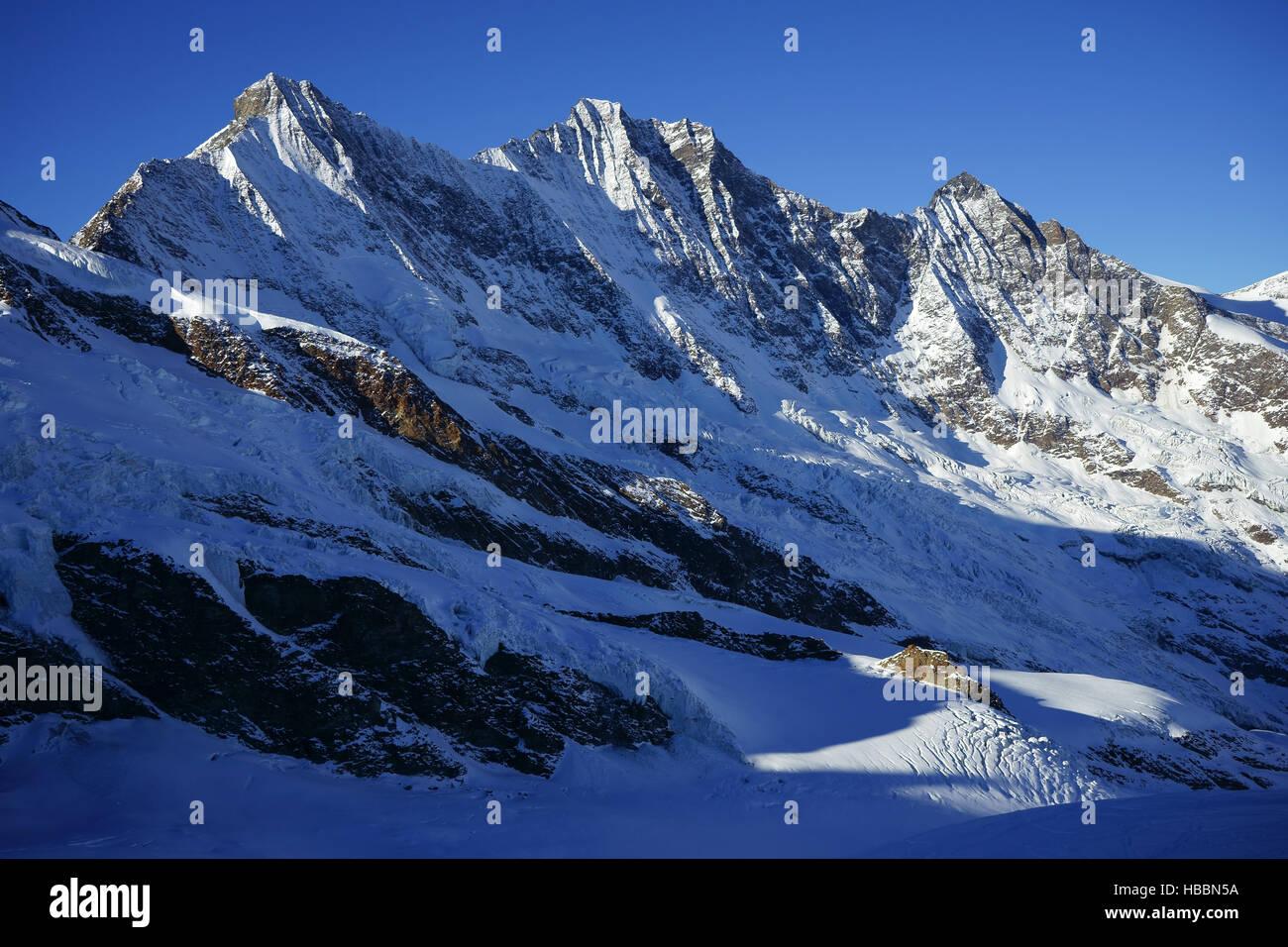 Mischabel Bergkette mit Täschhorn (l), Dom, Lenzspitze, Valais, Schweizer Alpen, Schweiz Stockfoto