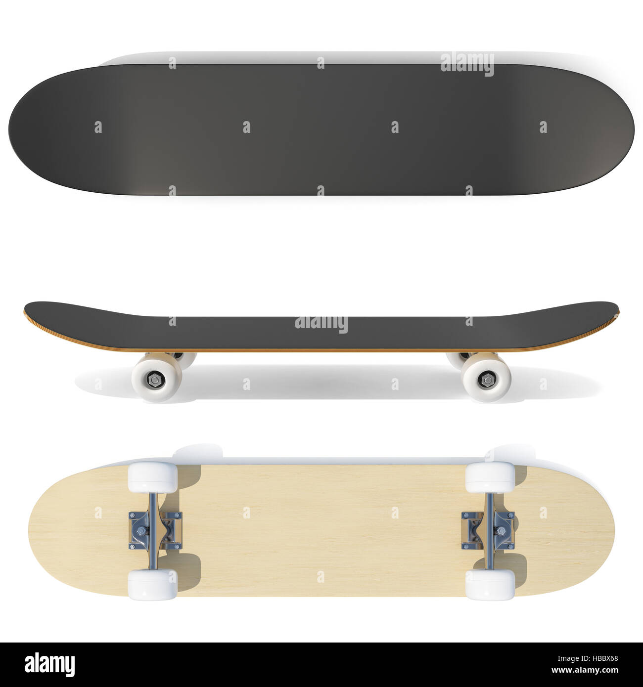 3D-Rendering set Skateboard Embleme, Etiketten, Abzeichen und Design-Elemente. Stockfoto