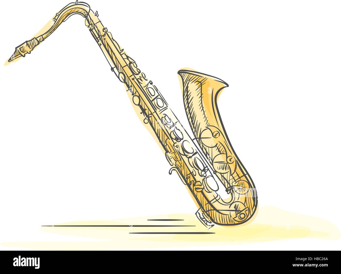 Jazz music hand drawn saxophone sax -Fotos und -Bildmaterial in hoher