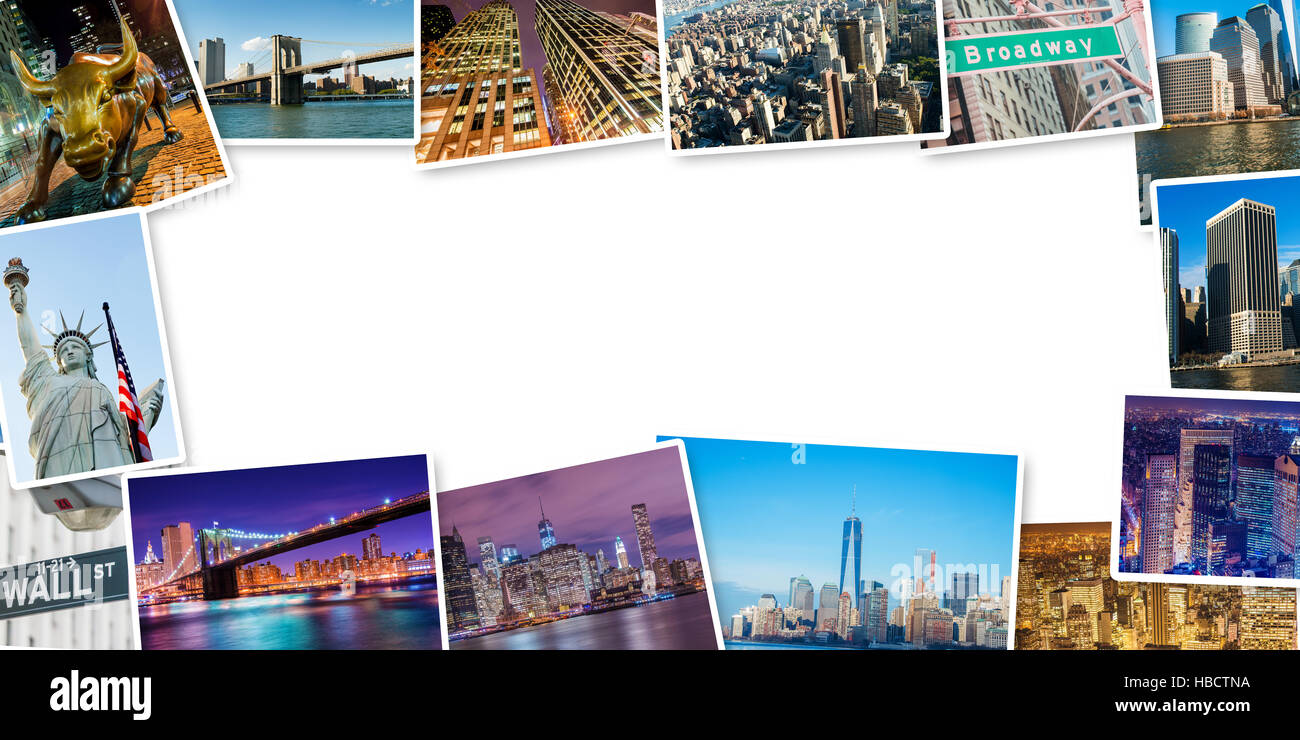New York Fotos in Rahmen angeordnet Stockfoto