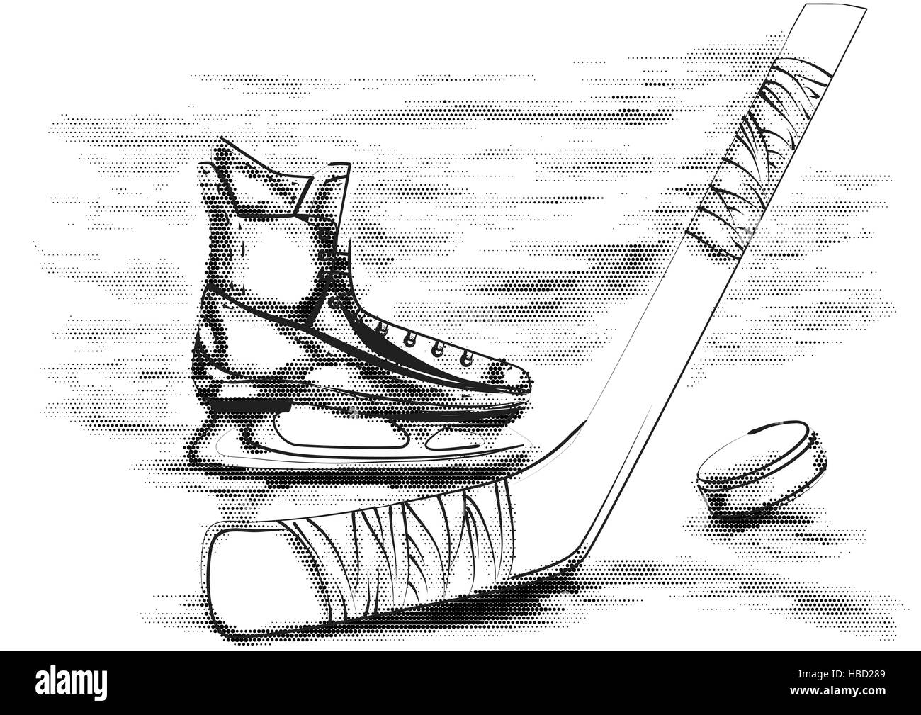 Hockey-Puck, Stock und Skate auf weiß Stock Vektor