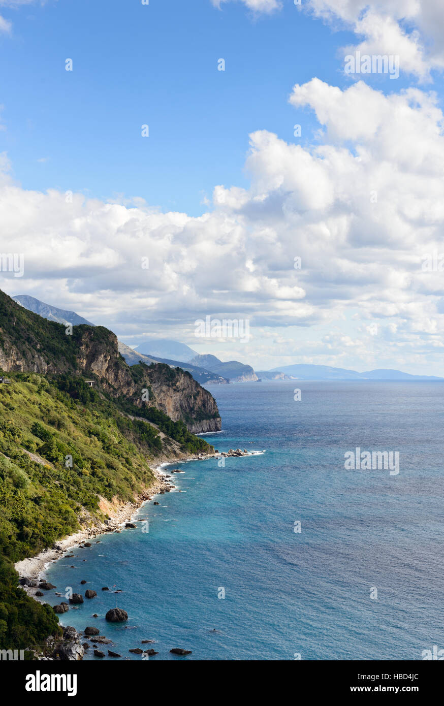 Mittelmeer Adria Meer Landschaft in der Nähe von Budva, Montenegro, Europa. Stockfoto