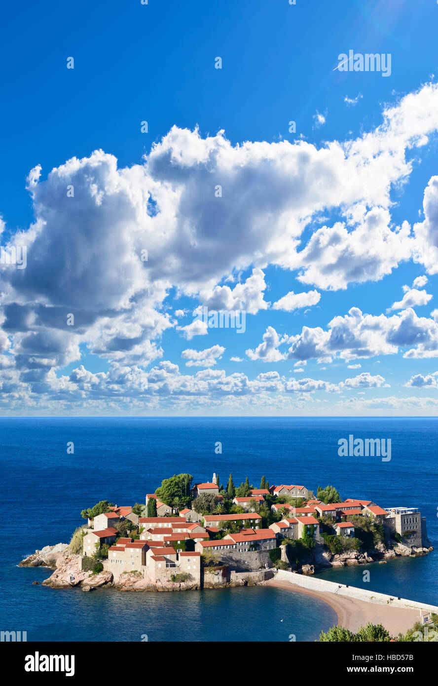 Sveti Stefan Insel alte Stadt Burg, Montenegro, Europa Stockfoto