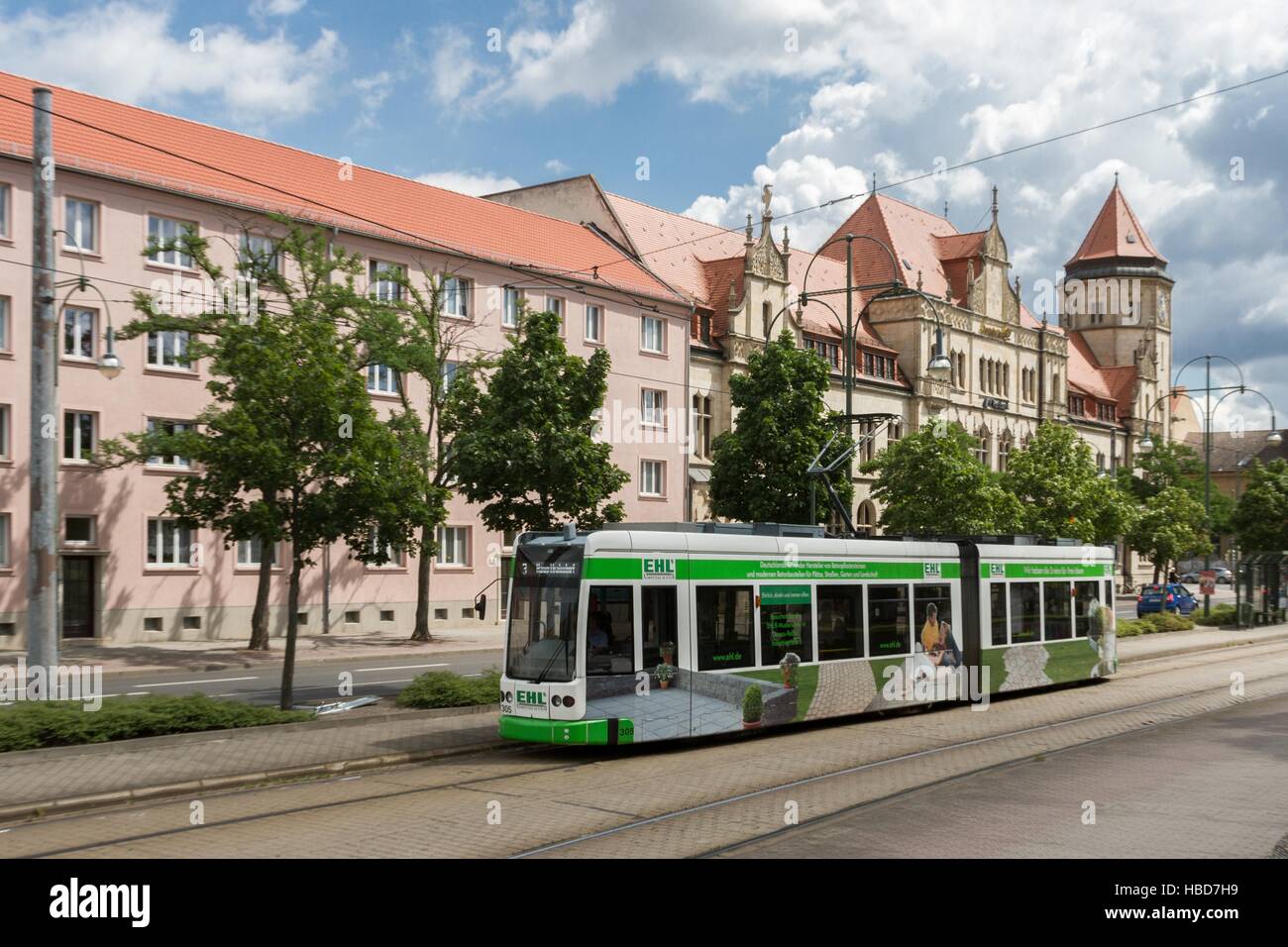 Straßenbahn in Dessau Stockfoto