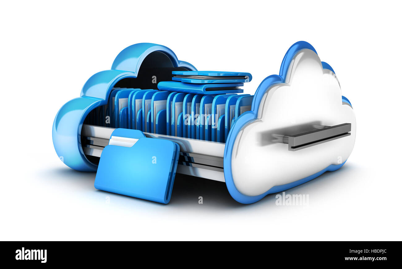 Abstrakte Cloud-Speicher und Datei. 3D illustration Stockfoto