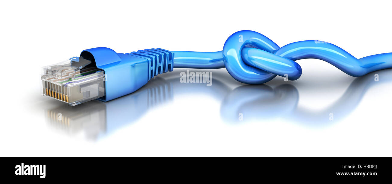 Internet Kabel und Fehler 404 auf weißem Hintergrund zu trennen. 3D illustration Stockfoto