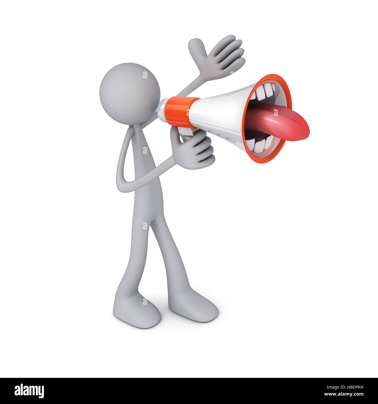 Abstrakte Männer und Megaphon. 3D illustration Stockfoto