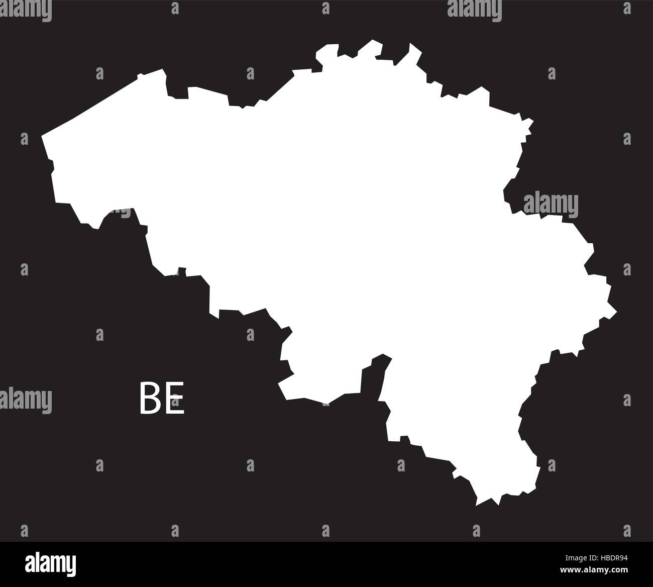 Belgien-Karte schwarz weiß Stock Vektor