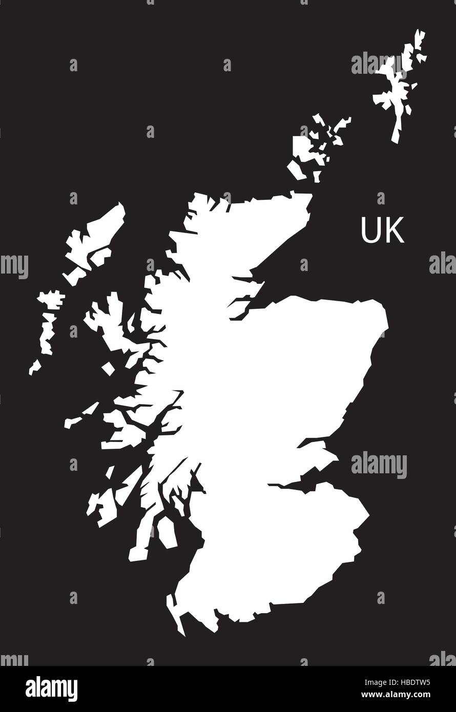 Schottland Karte Schwarz Weiss Stock Vektorgrafik Alamy