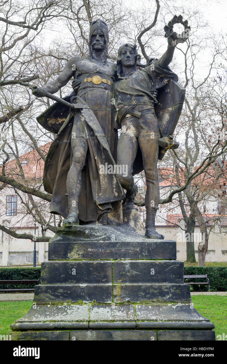 Zaboj und Slavoj durch Josef Myslbek, 1897, Statue am Vysehrad Fort, Prag, Tschechische Republik Stockfoto