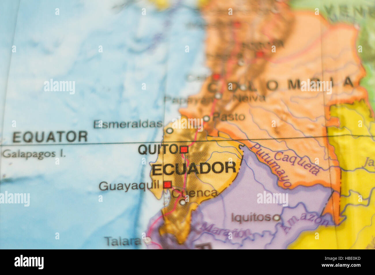 Schönes Foto von einer Karte der Republik Ecuador und die Hauptstadt Quito Stockfotografie - Alamy