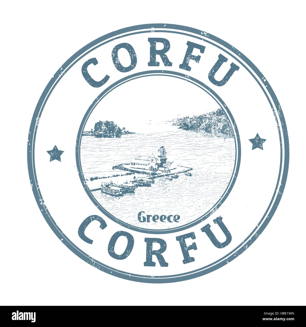 Corfu Grunge Stempel auf weißem Hintergrund, Vektor-illustration Stock Vektor