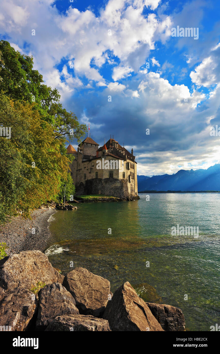 Kalten Sonnenuntergang im See Stockfoto