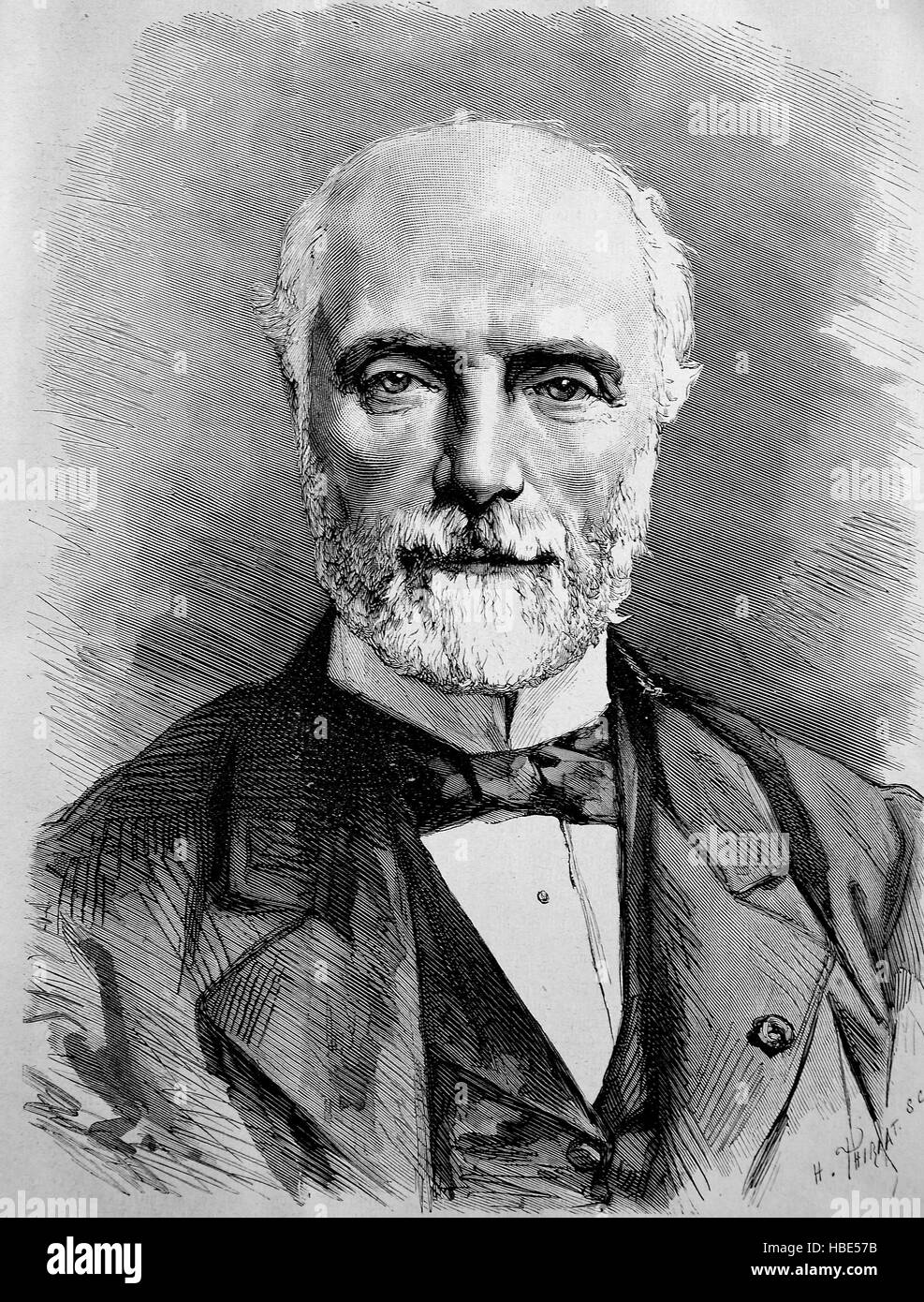 Charles Louis de Saulces de Freycinet, 1828-1923, war ein französischer Staatsmann und viermal Premierminister während der Dritten Republik, Illustration, Holzschnitt aus dem Jahr 1880 Stockfoto
