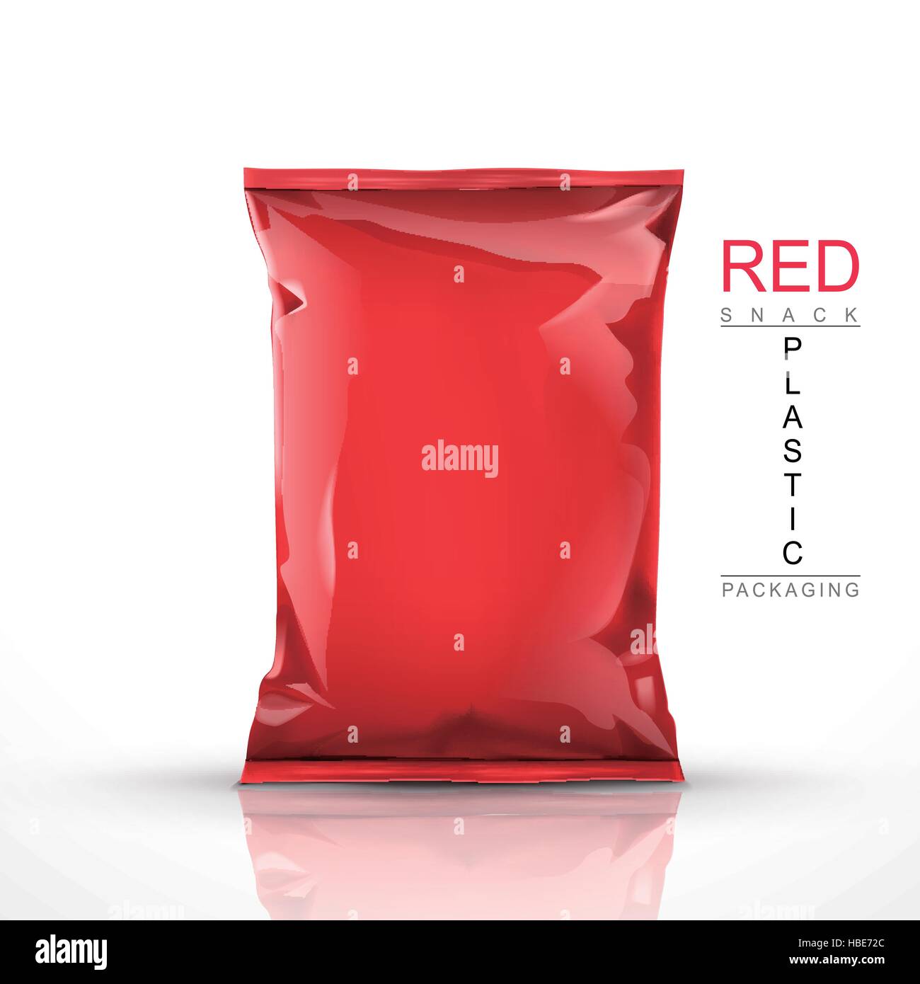 rote Snack-Verpackungen aus Kunststoff isoliert auf weißem Hintergrund Stock Vektor