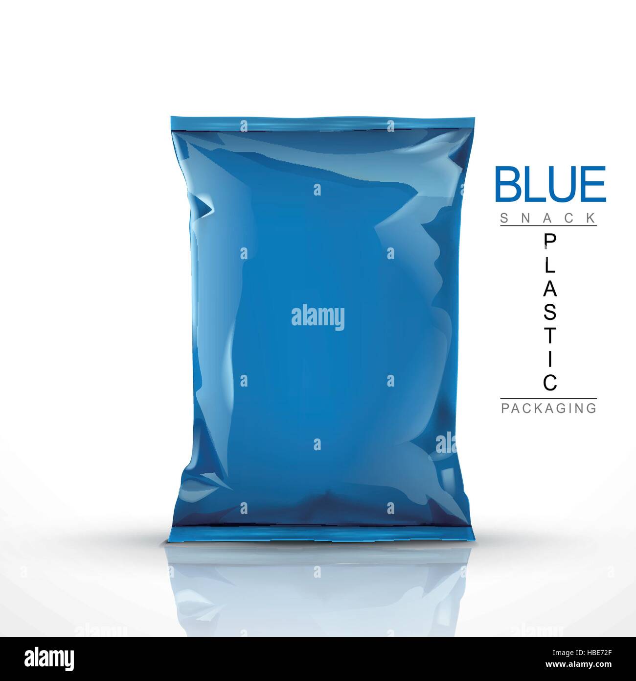 blaue Snack-Verpackungen aus Kunststoff isoliert auf weißem Hintergrund Stock Vektor