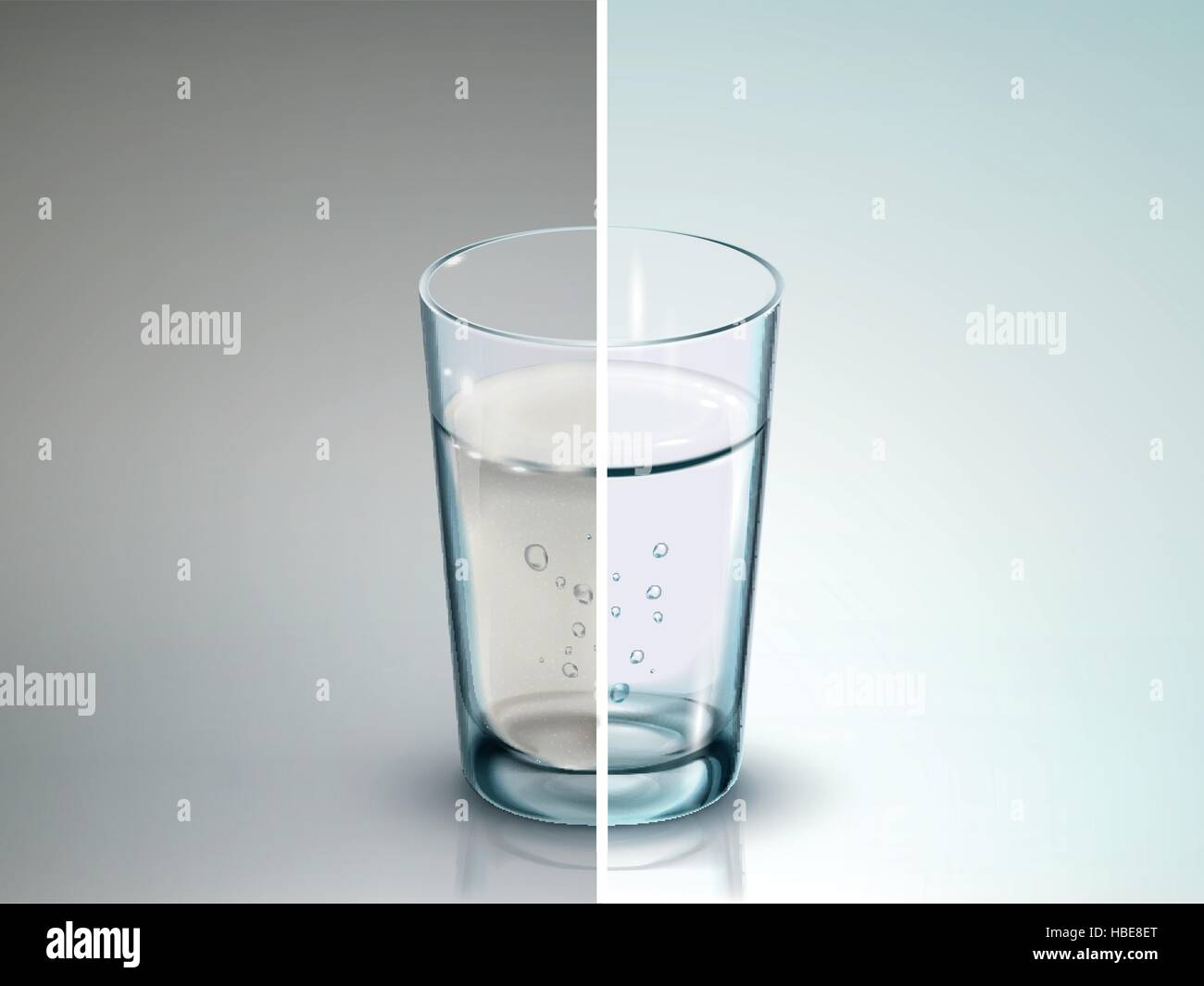 Vergleich der zwei Gläser Wasser - 3D-Illustration Stock Vektor