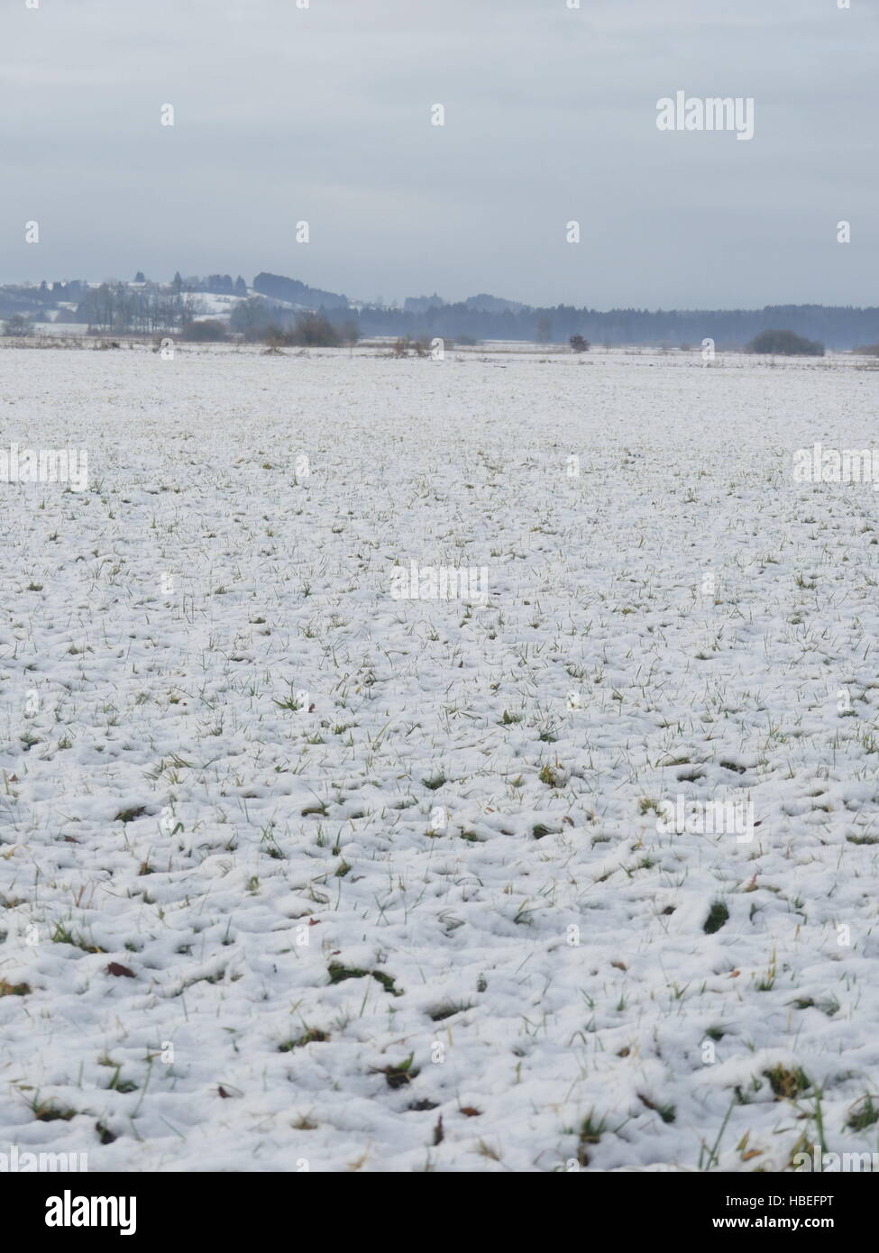 Erster Schnee in Landschaft Stockfoto