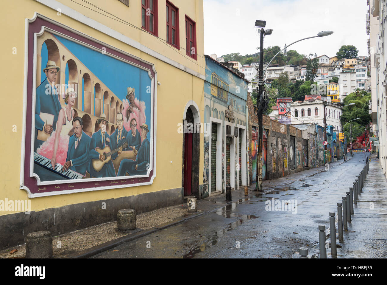 Eine gemalte Wandbild an der Wand des Restaurante Ernesto im Stadtteil Lapa, Rio De Janeiro, Brasilien. Stockfoto