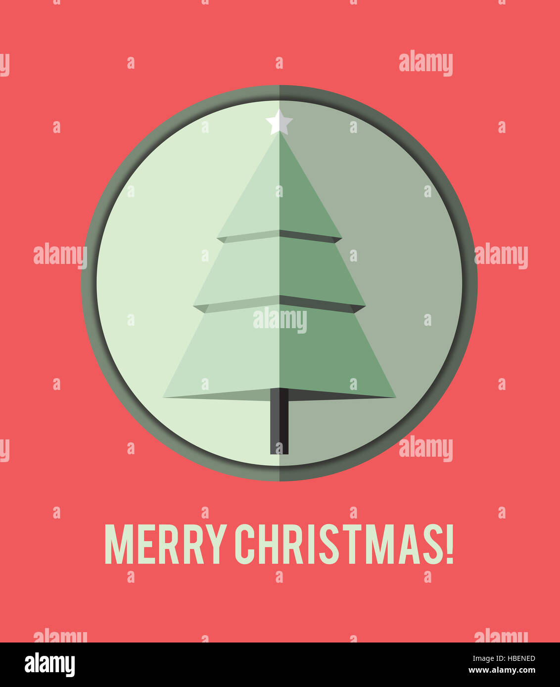 Flache Bauform Weihnachtskarte. Stockfoto