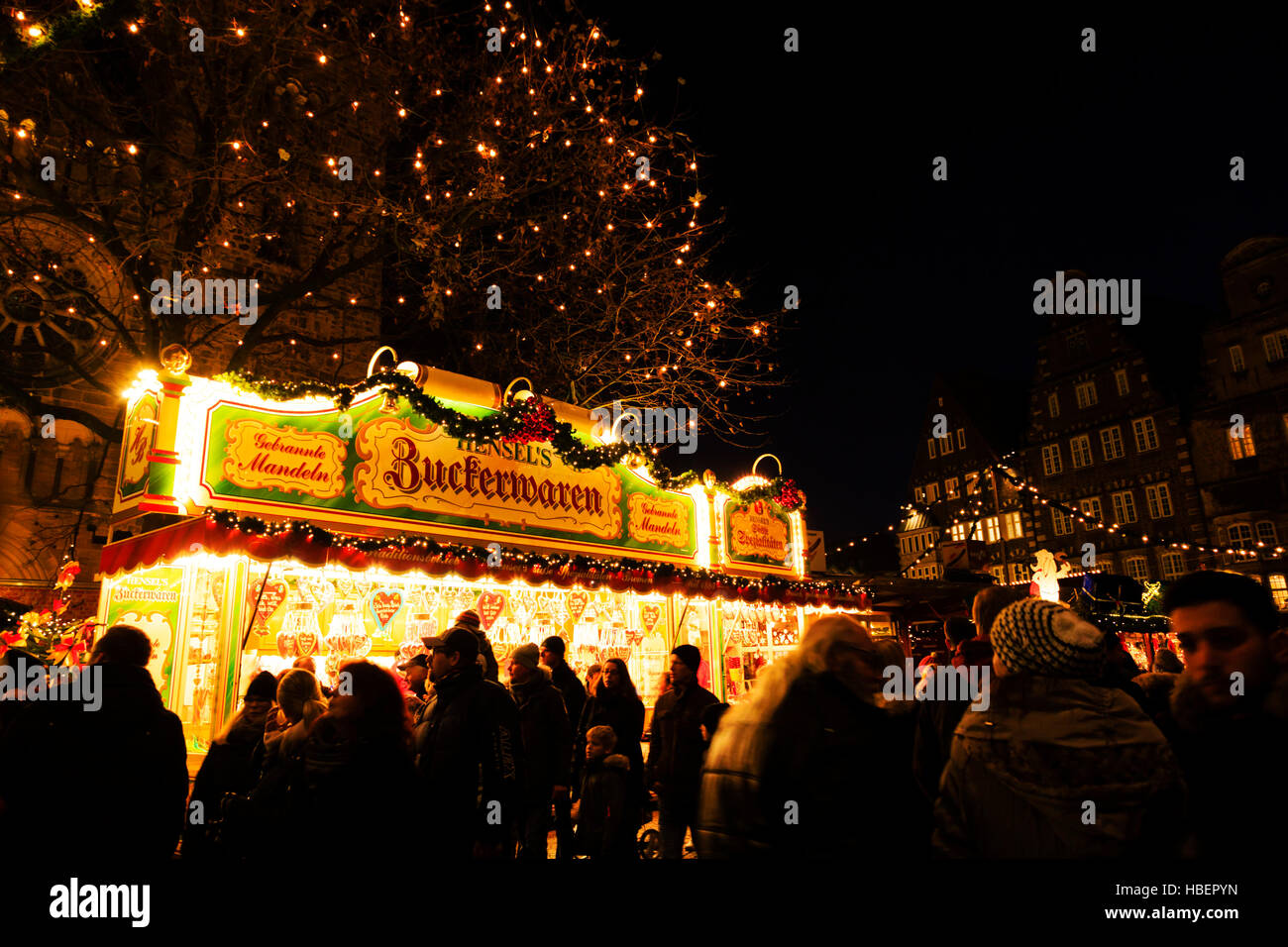 Muttern und süße Stall, Bremen Xmas Market 2016 Stockfoto