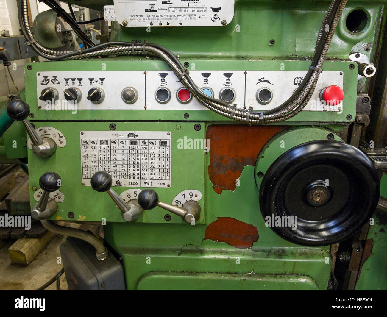 technische Maschine Kontrollen detail Stockfoto