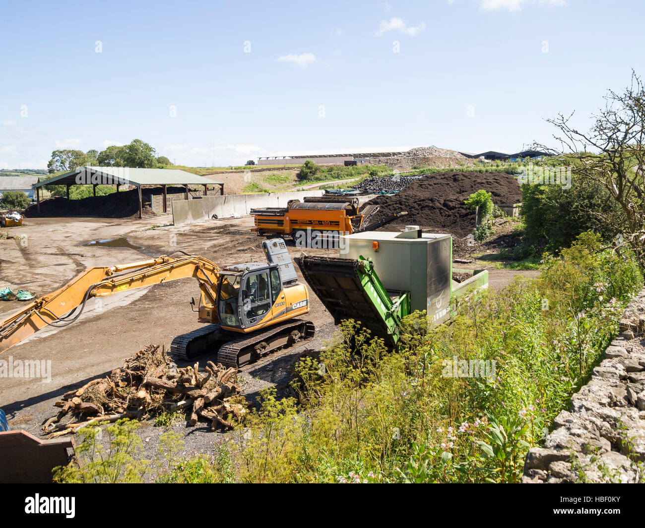 Outdoor-Biomasse, recycling-Anlage mit Maschinen Stockfoto