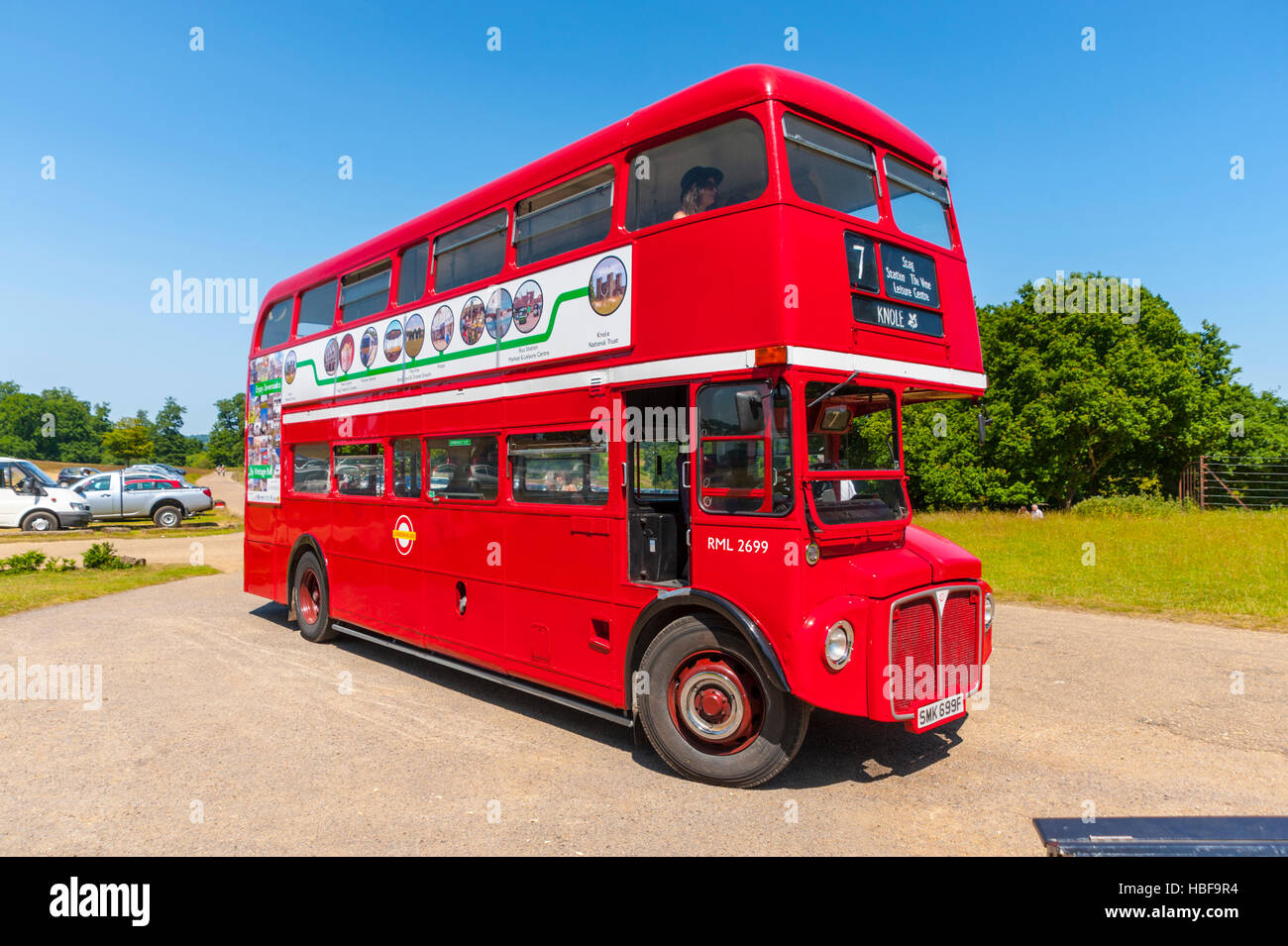 Londoner Doppeldeckerbus. Stockfoto