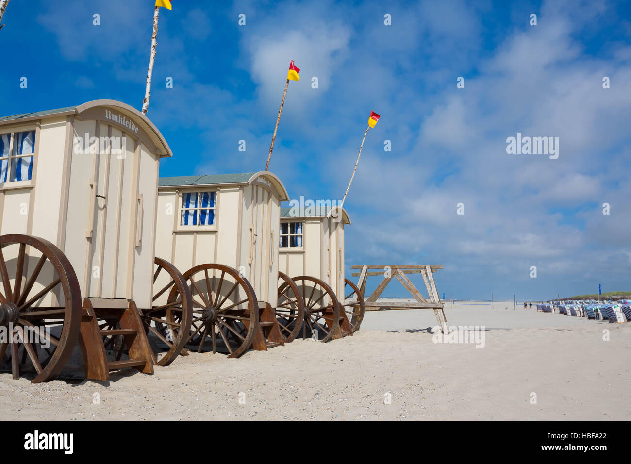 Historisches Kleid Kabinen auf Norderney Stockfoto