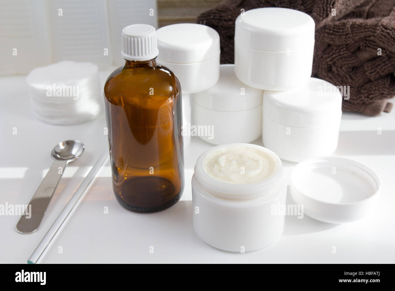 Lotion und Creme-Container Stockfoto