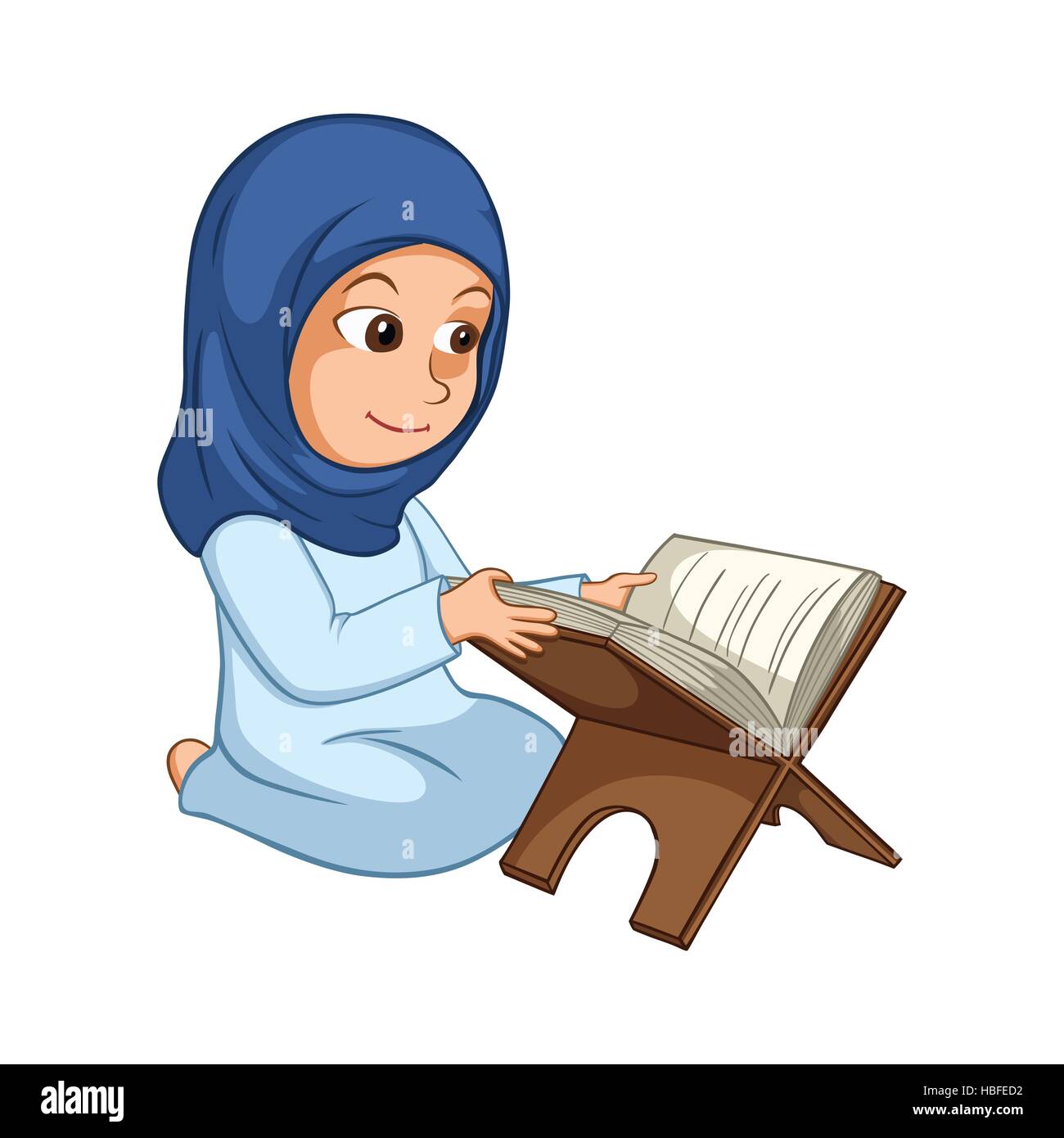 Mädchen lesen Koran das Heilige Buch des Islam Stock Vektor
