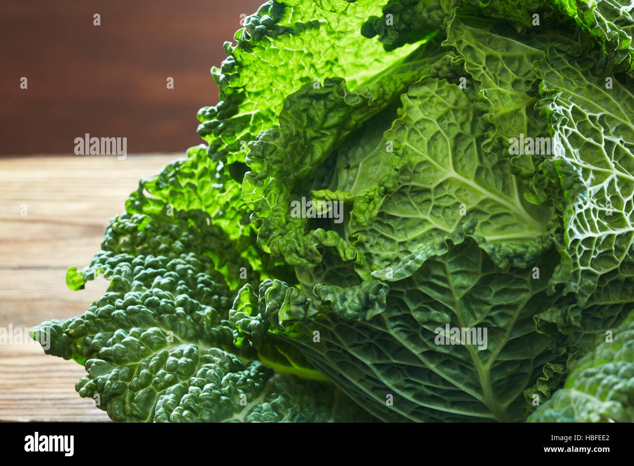 Savoy Cabbage Supernahrung hautnah Stockfoto