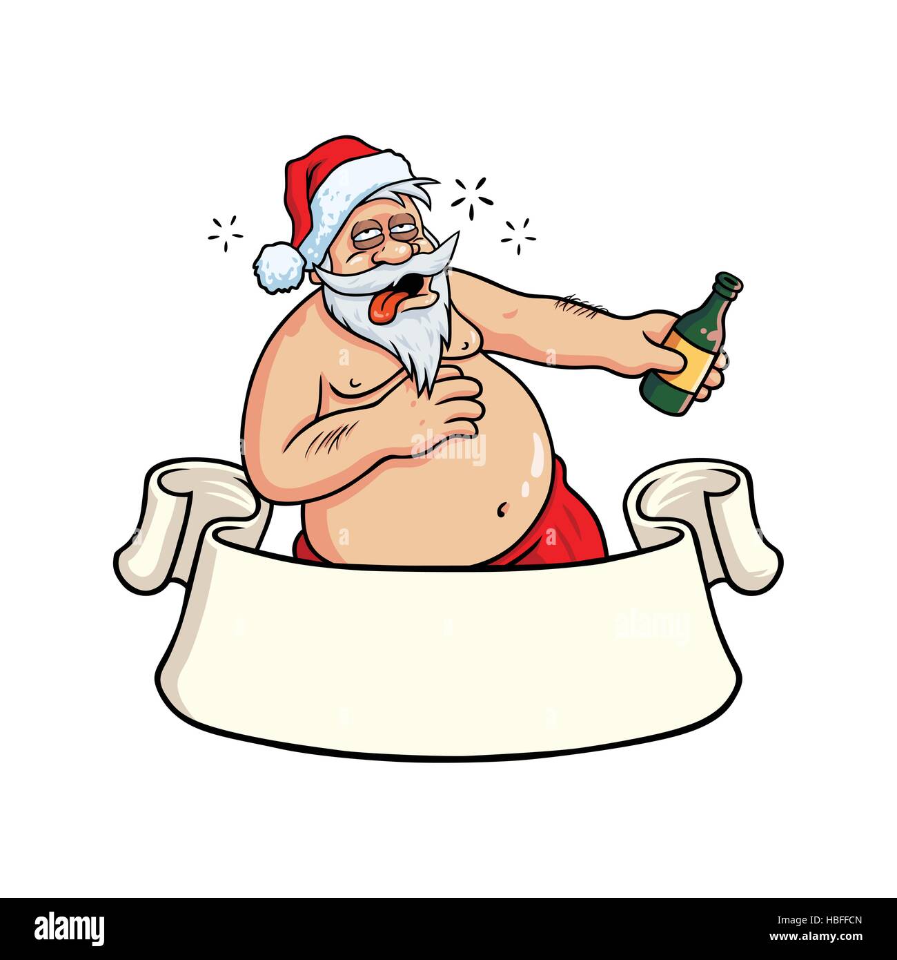Santa Claus Drunk witzig Vektor-Illustration Stock Vektor