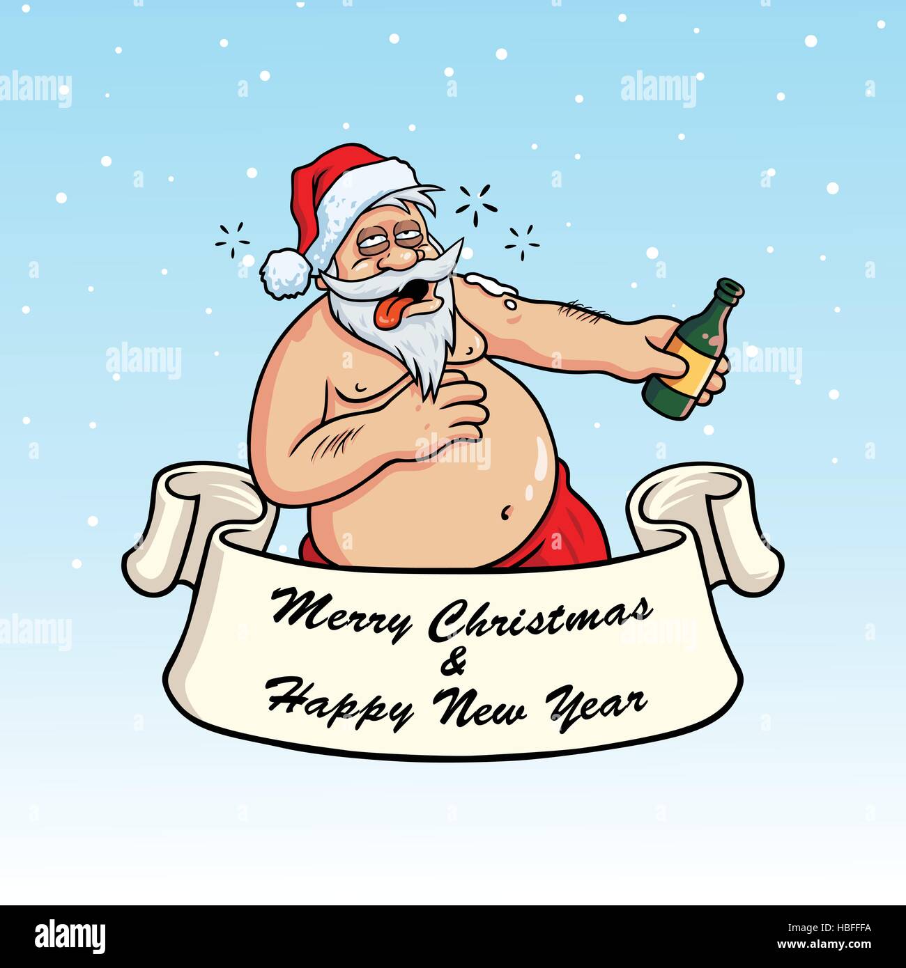 Betrunken Santa Claus trinken Alkohol Stock Vektor