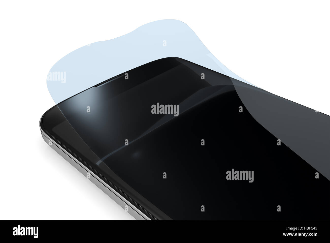 Smartphone mit einer Schutzfolie Stockfoto