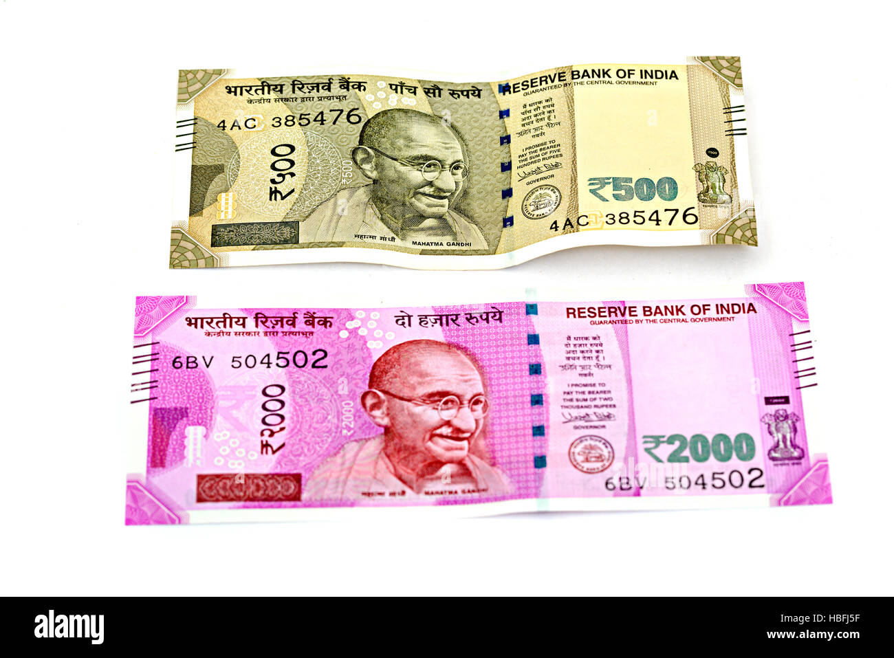neue indische 500 und 2000 Banknoten Stockfoto