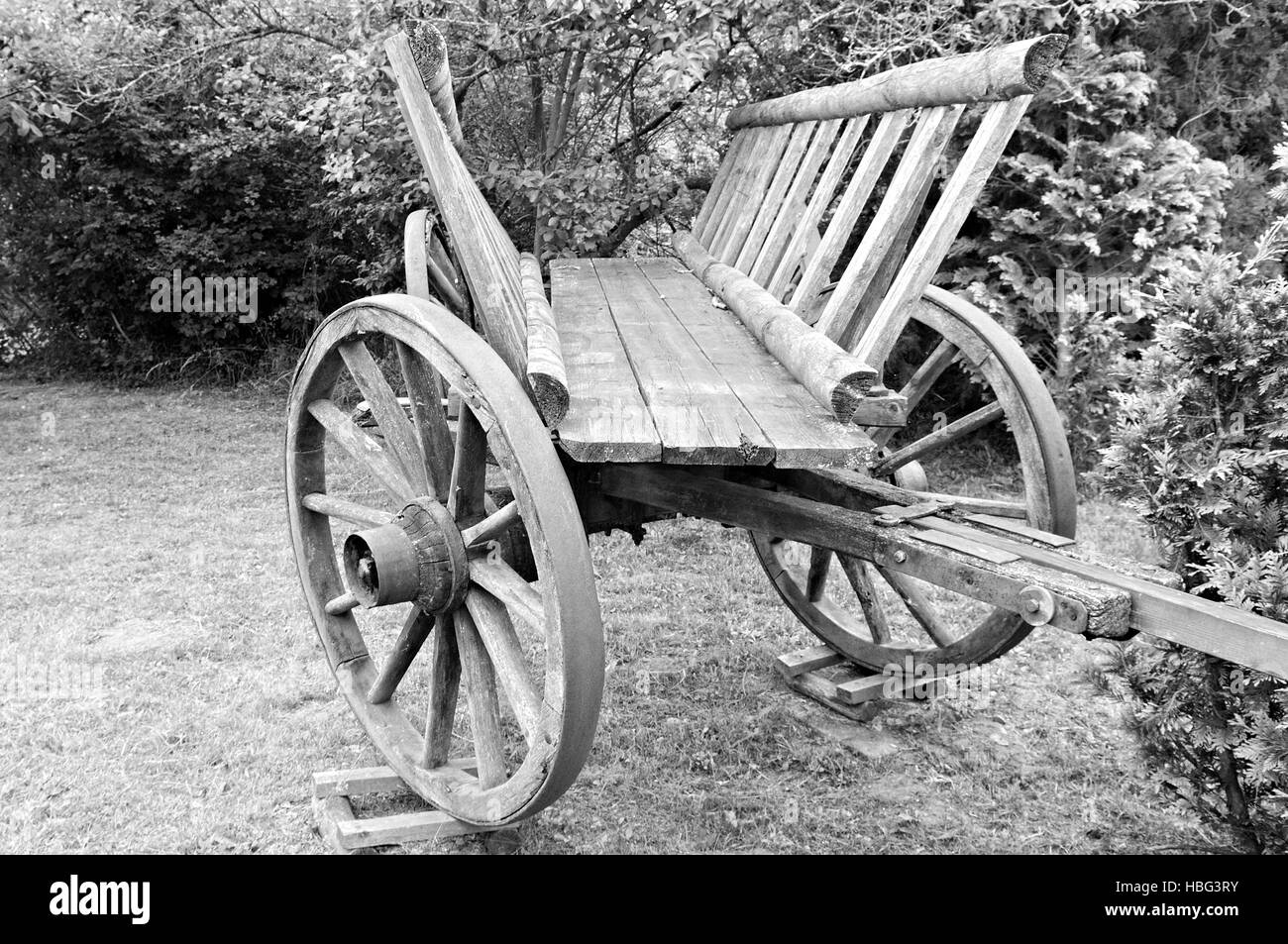 Leiter Wagen schwarz / weiß Stockfoto