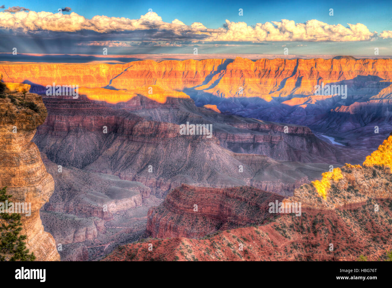 Ansicht des Grand Canyon, Abend Licht, North Rim, Grand Canyon National Park, Arizona, USA Stockfoto