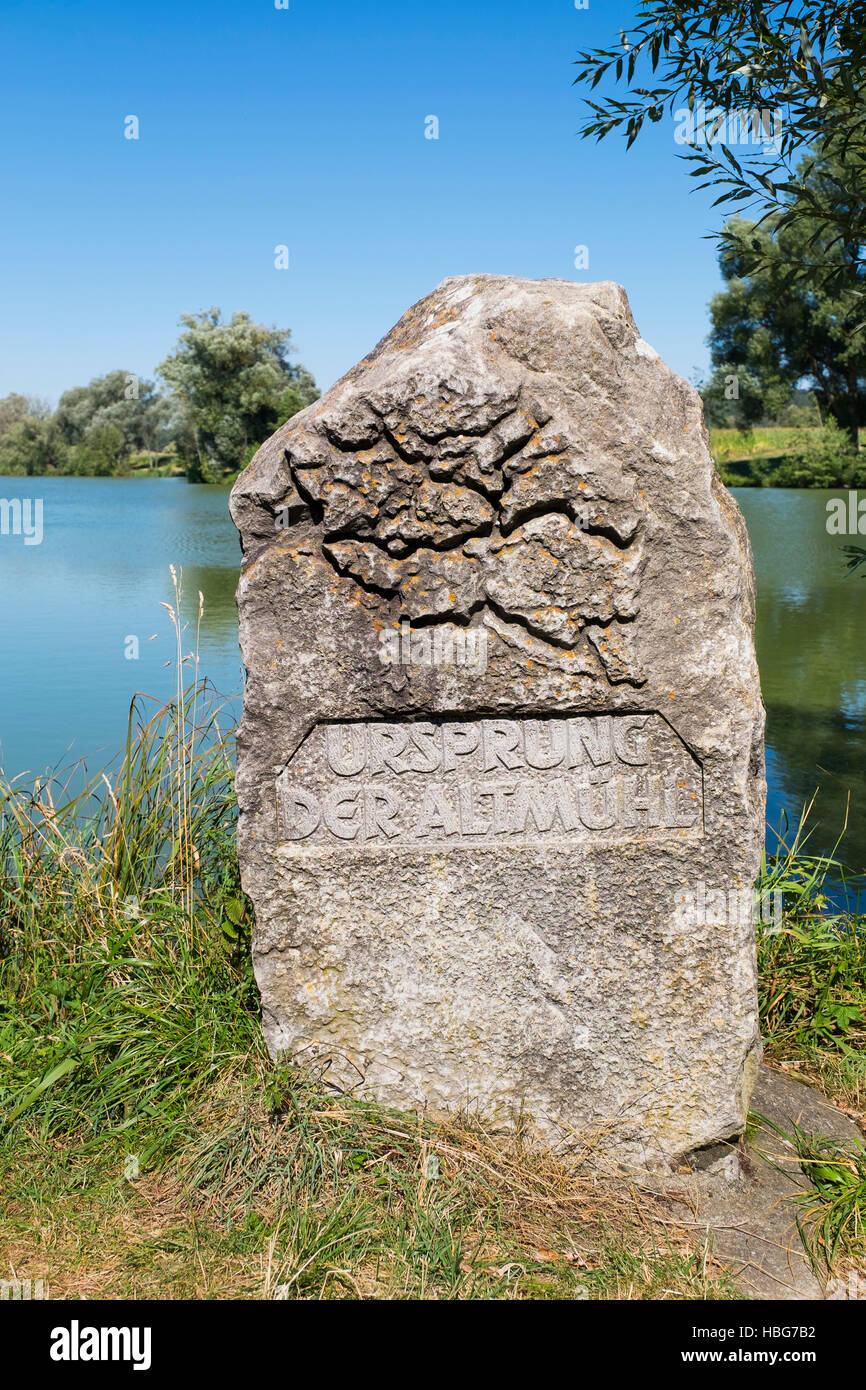 Ursprung des Flusses Altmühl, Hornauer Teich in der Nähe von Windelsbach, obere Altmühltal, Naturpark Frankenhöhe, Mittelfranken Stockfoto