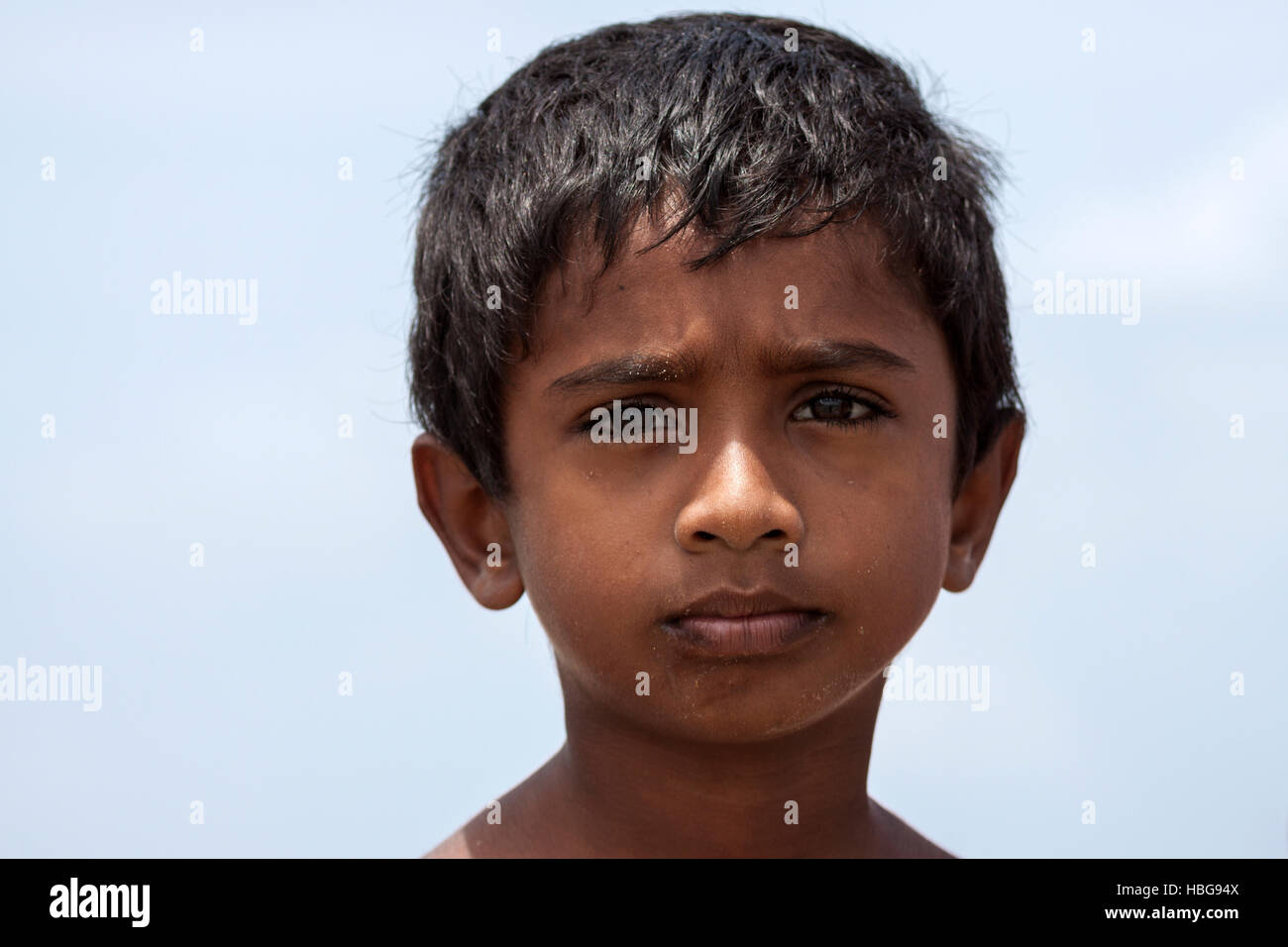 Lokalmatador, Singhalesen, Porträt, Beruwela, Western Province, Sri Lanka Stockfoto